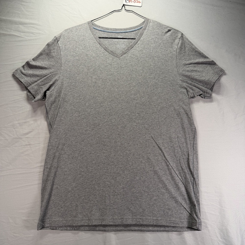 Mack Weldon Shirt Mens XL Gray Short Sleeve V Neck Cotton Stretch Base Layer